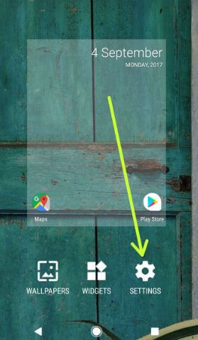 Android O ana ekran ayarlarını açmak için ayarlara dokunun