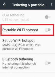 nougat 7.0 telefonda taşınabilir kablosuz hotspot'u kapatın