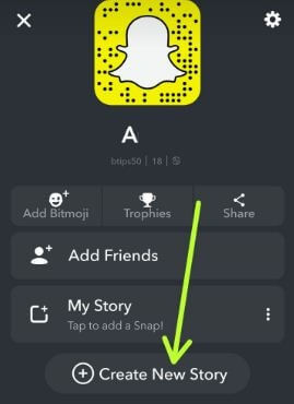 Snapchat android cihazlarda yeni hikaye oluşturun