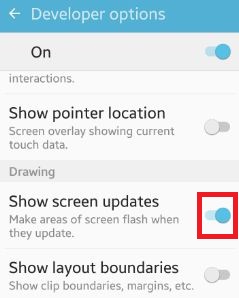 ekran güncellemelerini göster android'i etkinleştir
